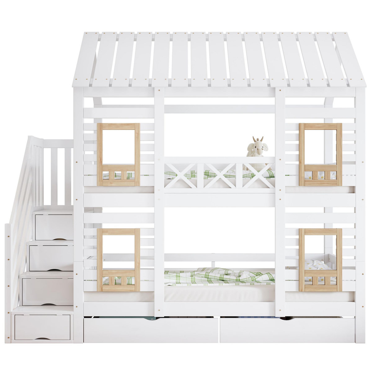 MERAX Lit superposé 90x200cm bois et mdf coloris blanc