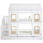 MERAX Lit superposé 90x200cm bois et mdf coloris blanc