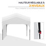 Voir la diapositive 4 : OUTSUNNY Tonnelle barnum de jardin pliant - dim. 3L x 3l x 2,65H m - acier Oxford blanc