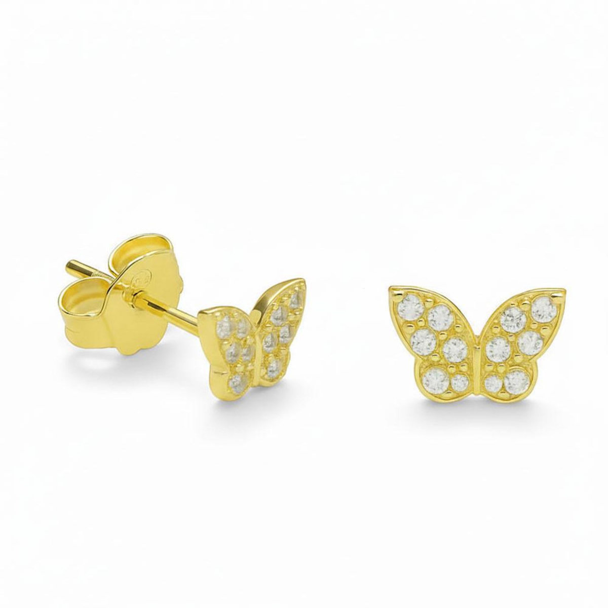 L'ATELIER D'AZUR Boucles d'Oreilles Argent 925/000 Doré - Papillon Pavé de Zirconiums