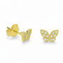 Voir la diapositive 1 : L'ATELIER D'AZUR Boucles d'Oreilles Argent 925/000 Doré - Papillon Pavé de Zirconiums