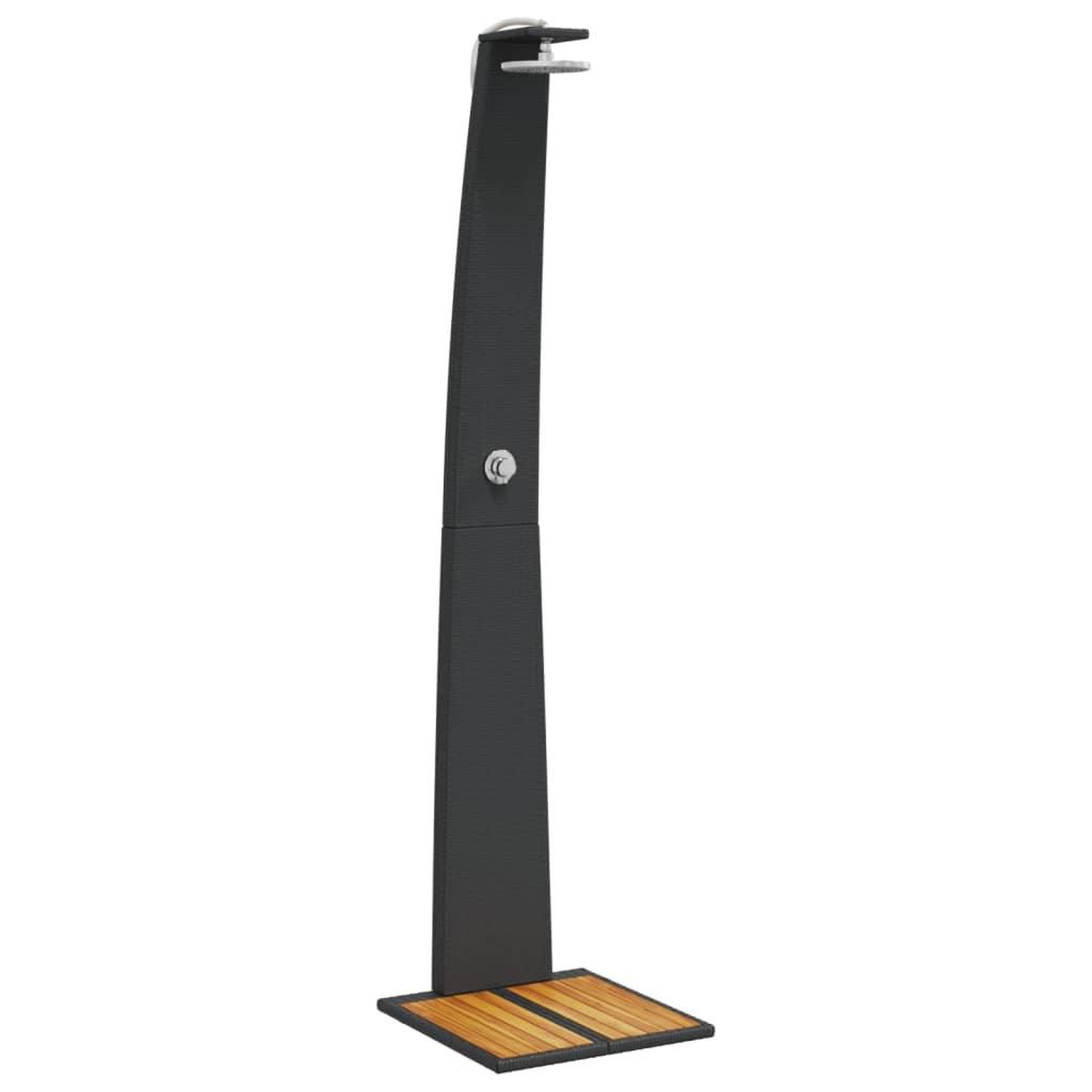 Voir la diapositive 2 : VIDAXL Douche d'exterieur noir 55x60x224 cm resine tressee bois acacia