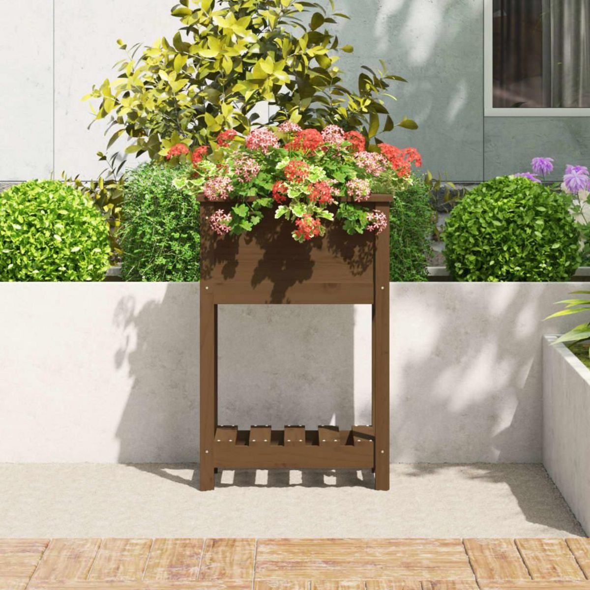 VIDAXL Jardiniere avec etagere Marron miel 54x34,5x81 cm Bois de pin
