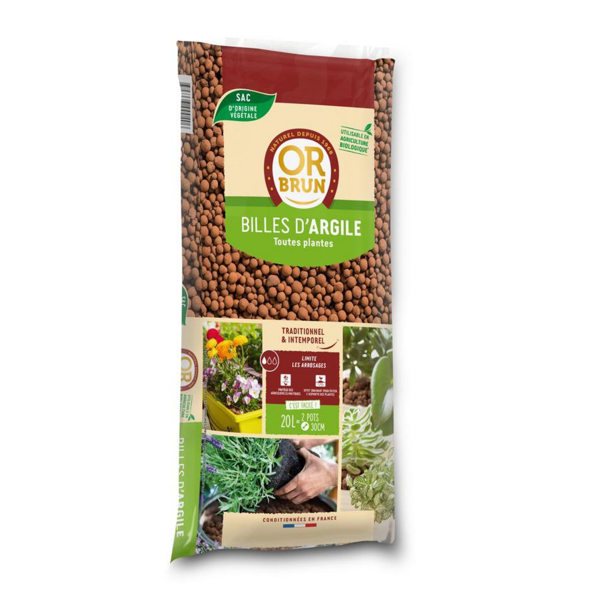 OR BRUN Billes d'argile 20 L Or Brun