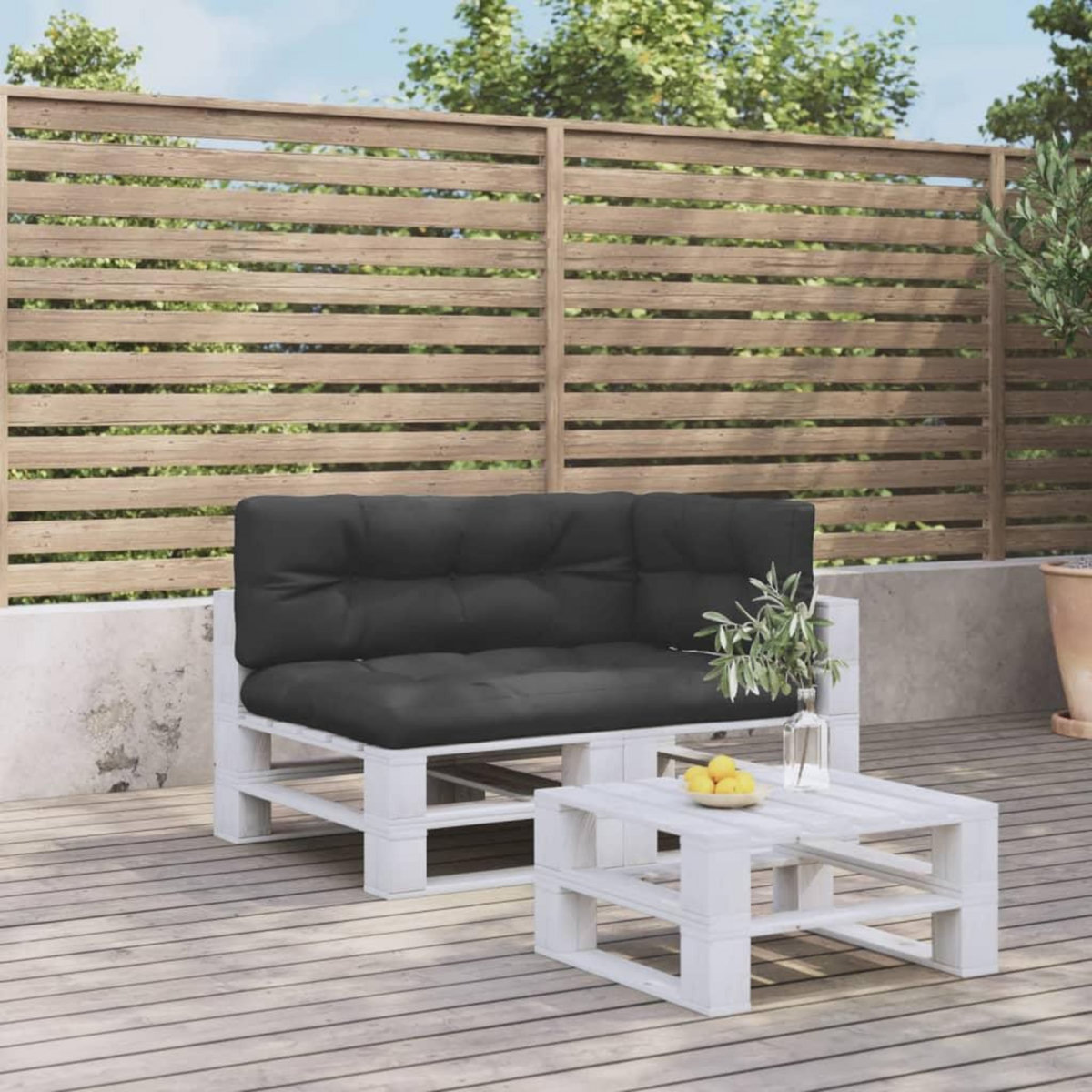 VIDAXL Coussins de palette lot de 3 noir tissu