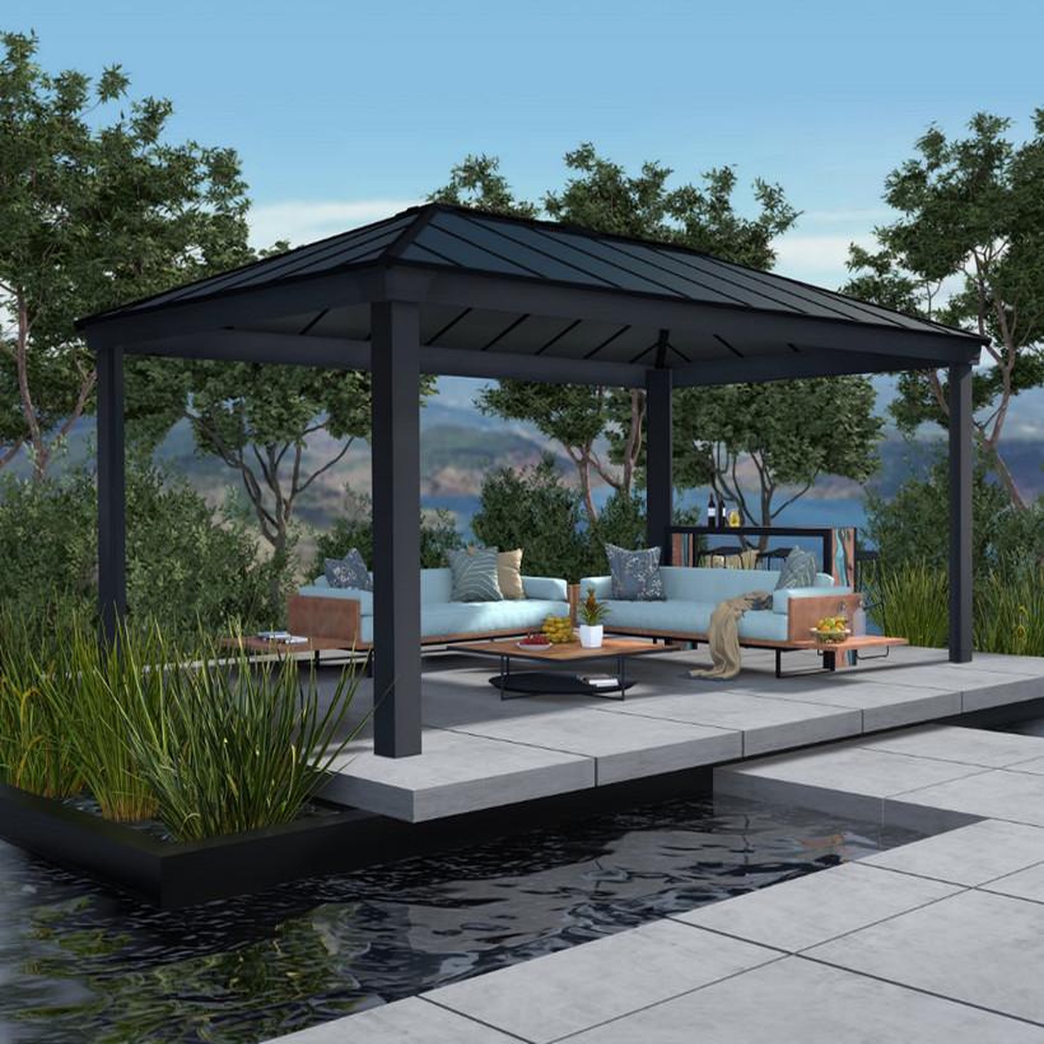 Voir la diapositive 2 : Palram Gazebo de jardin 611,5x363,5cm gris - 706083