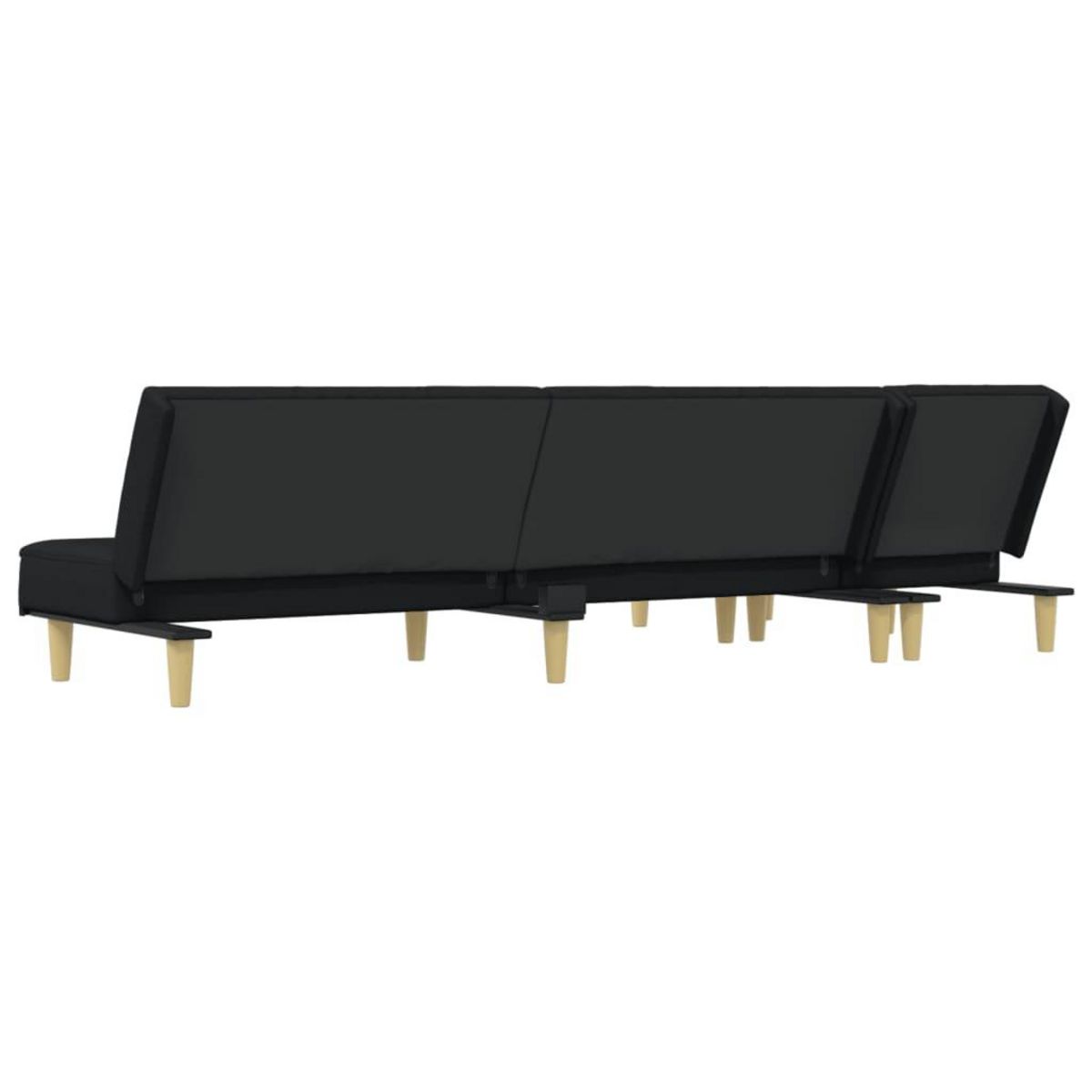 VIDAXL Canape-lit en forme de L noir 255x140x70 cm tissu