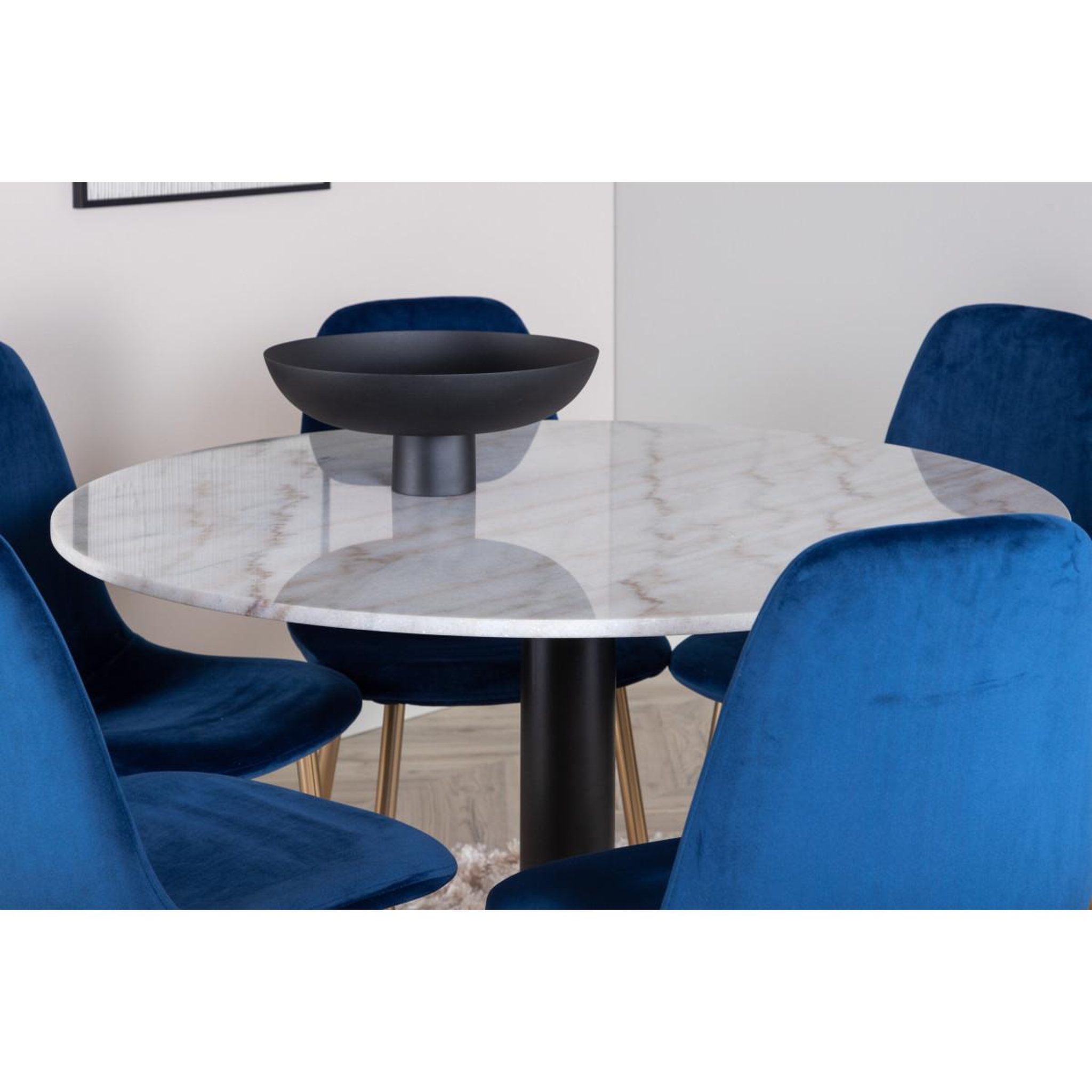 Voir la diapositive 6 : Paris Prix Ensemble table à manger & 6 chaises  estelle i & polar ii  106cm blanc & bleu