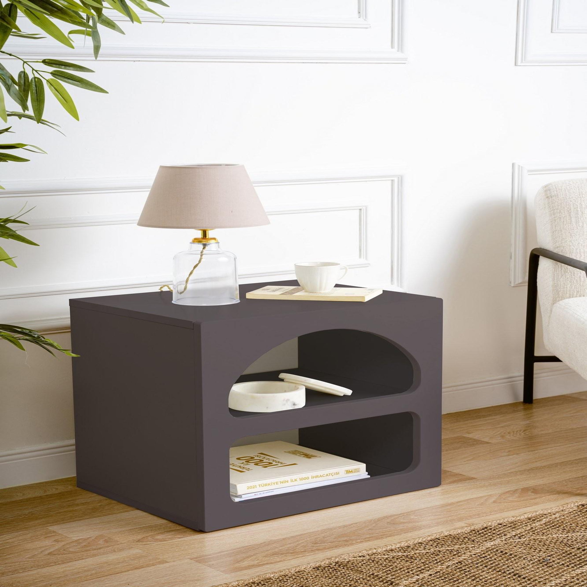 Voir la diapositive 3 : Habitat et Jardin Table de chevet en bois  lorin  - 50 x 40 x 50 cm - gris anthracite