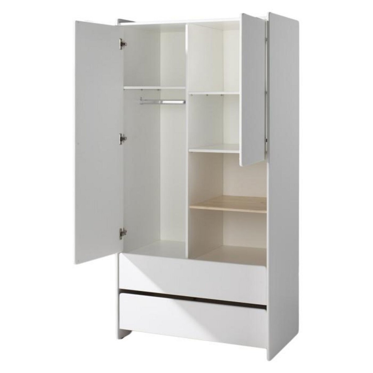 Paris Prix Armoire 2 Portes & 2 Tiroirs  Kiddy  90cm Blanc