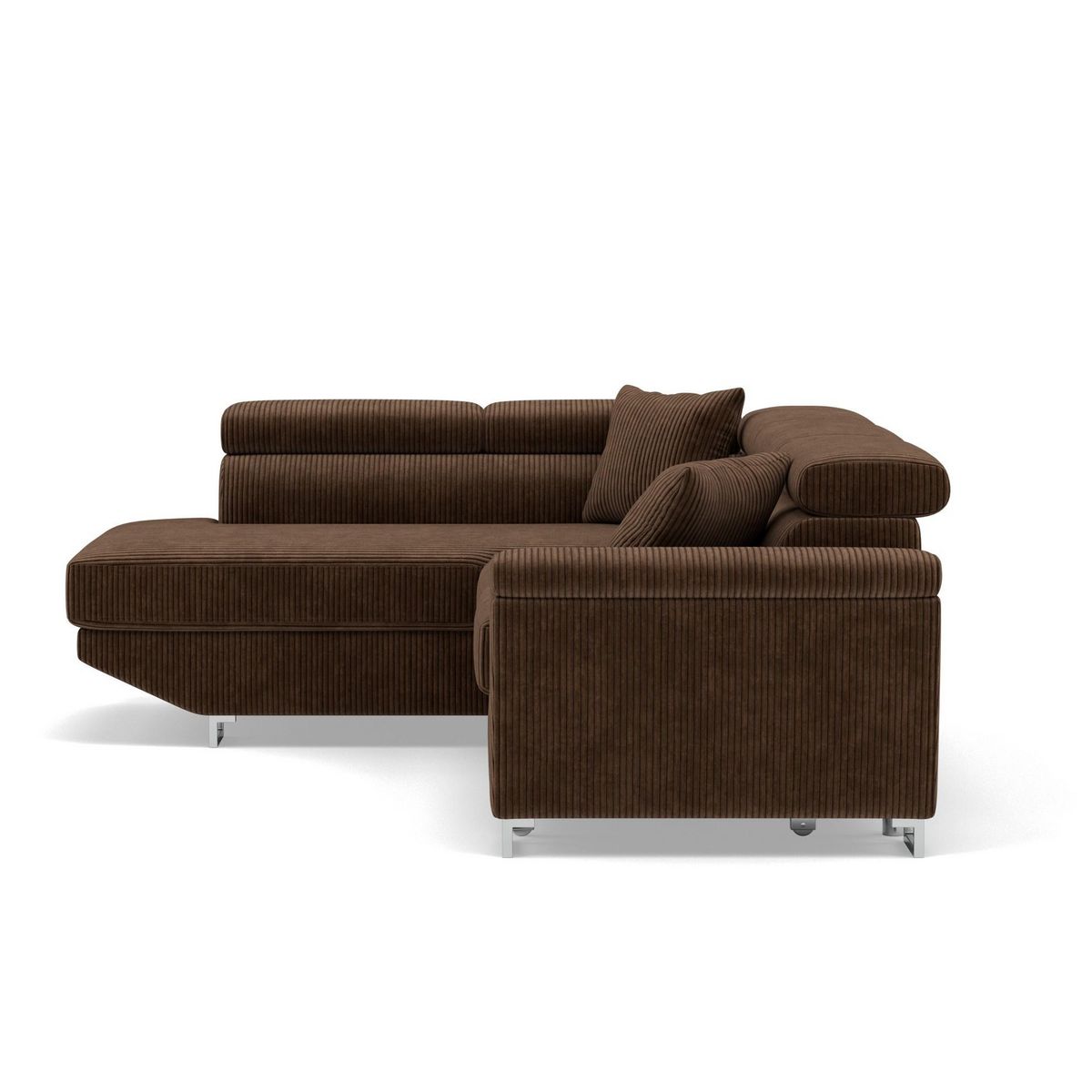 BEST MOBILIER Baoji - canapé d'angle gauche 5 places convertible avec têtières et coffre en velours côtelé