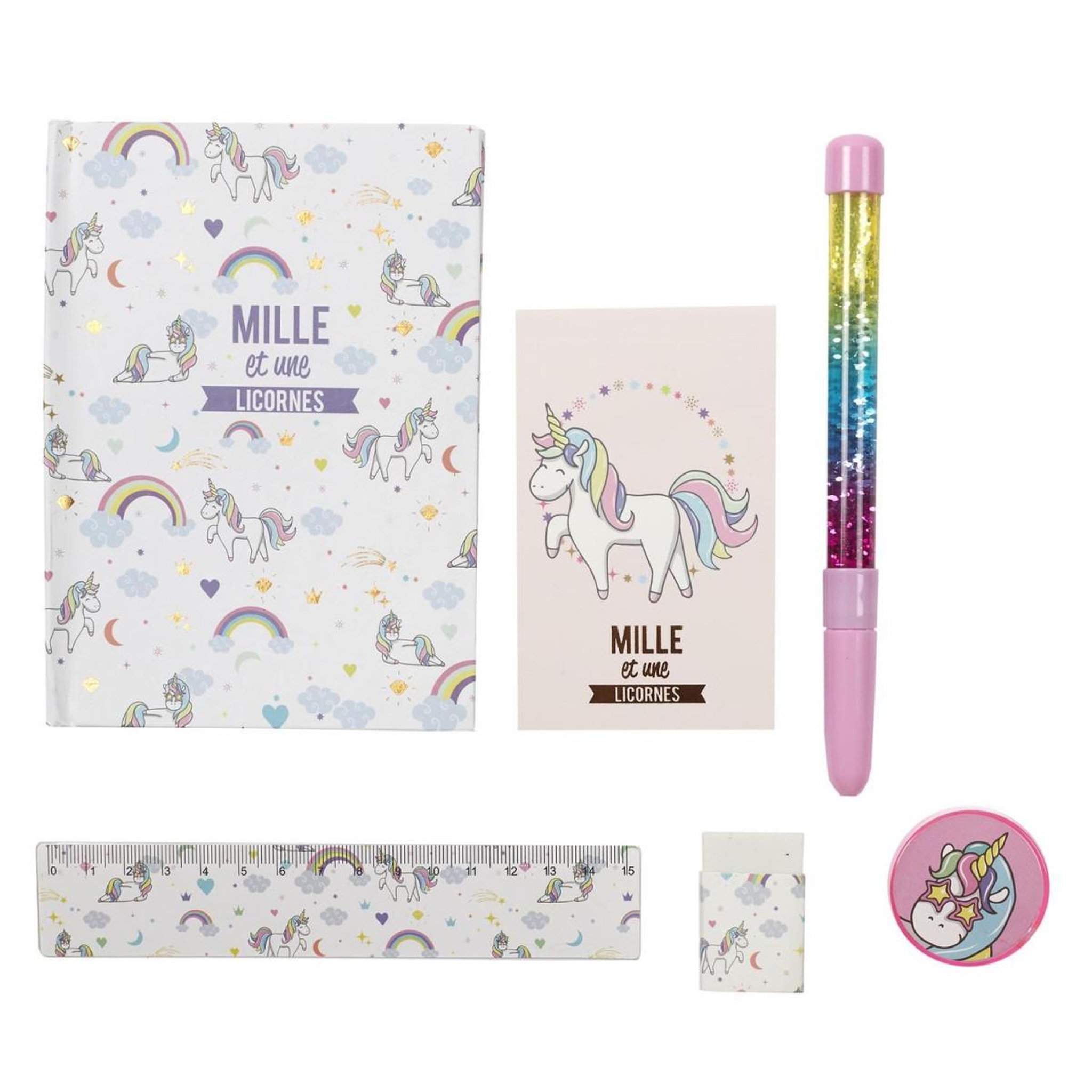 Voir la diapositive 1 : Jeux 2 momes Accessoires de papeterie  licorne  15cm blanc & rose