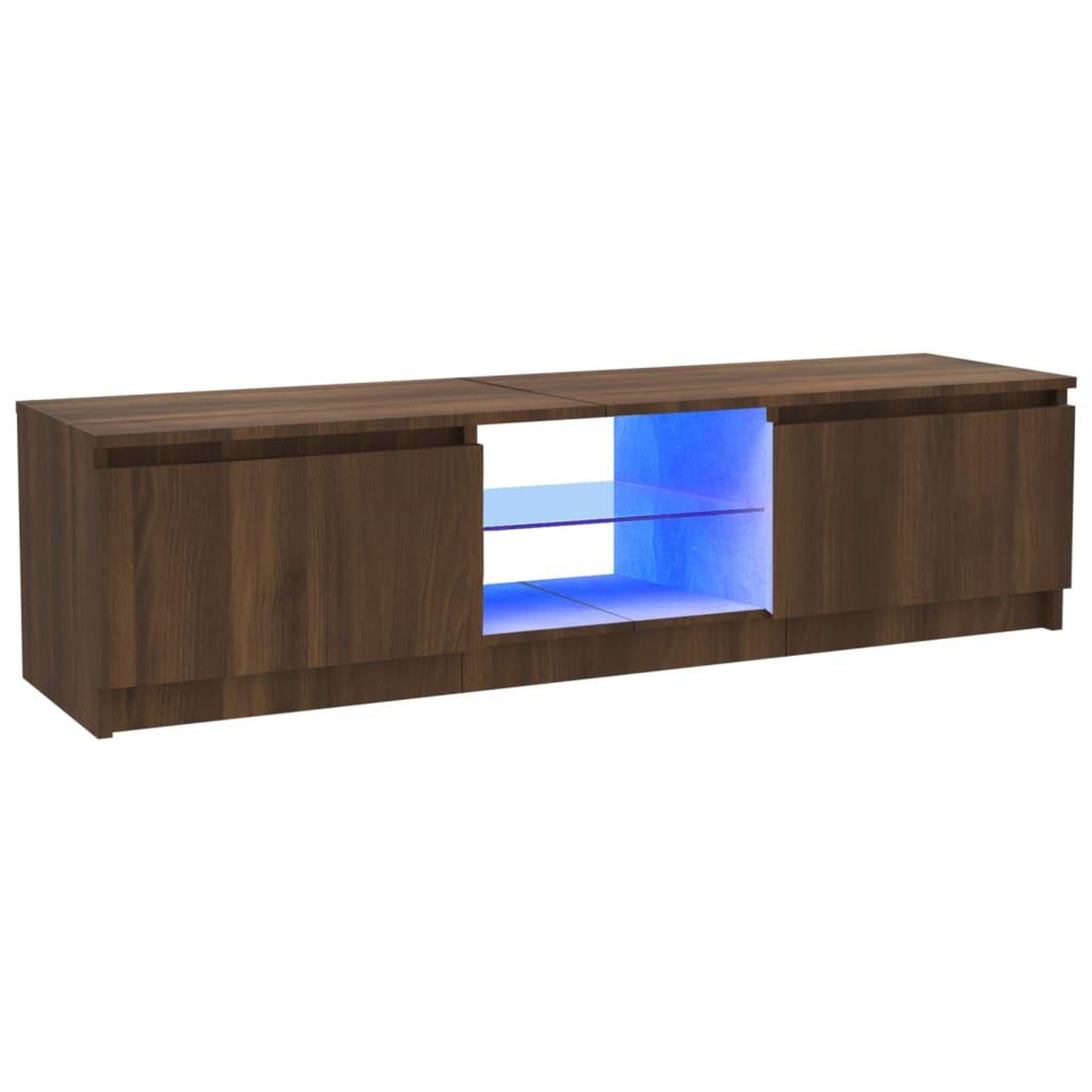 Voir la diapositive 2 : VIDAXL Meuble TV avec lumieres LED chene marron 120x30x35,5 cm