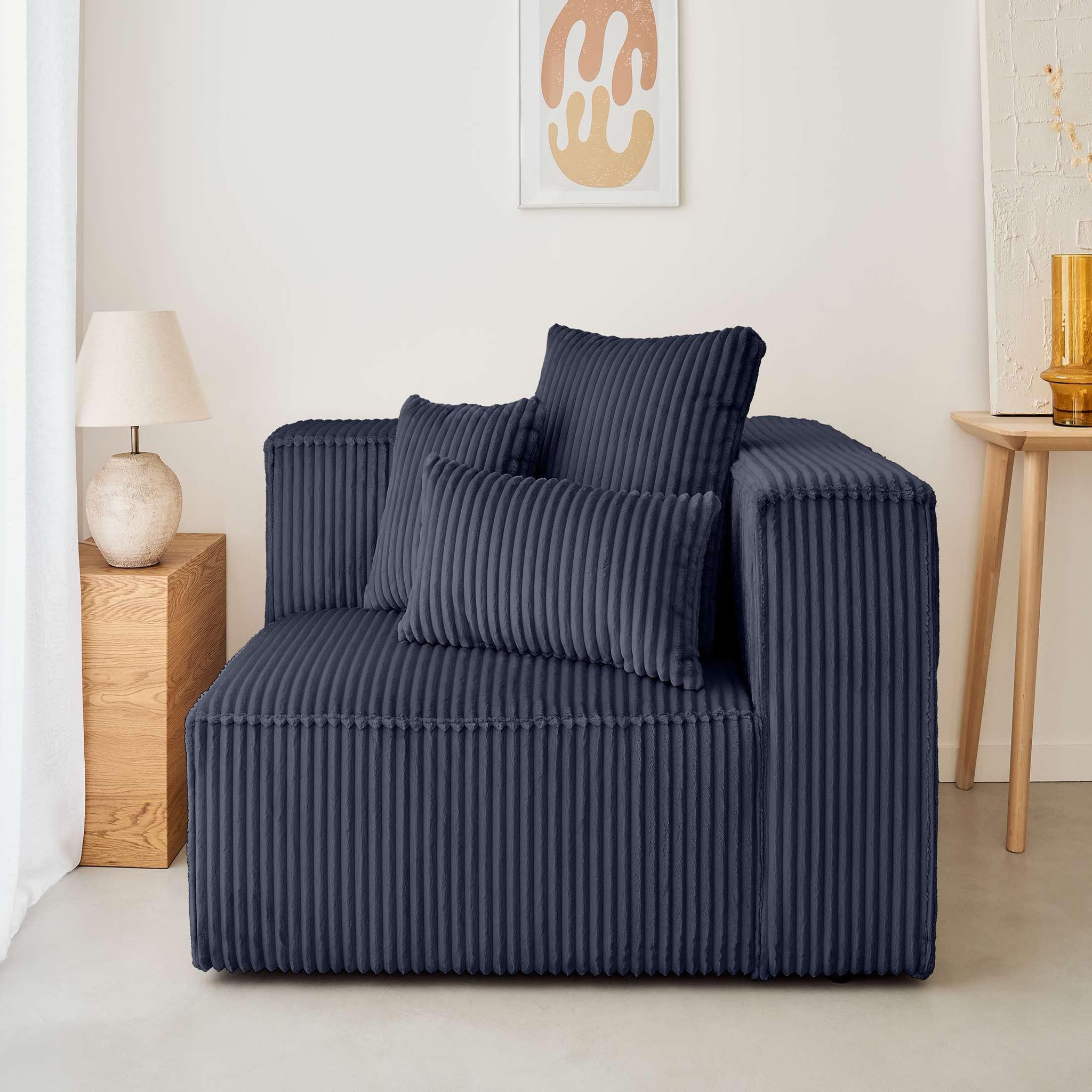 Voir la diapositive 2 : LISA DESIGN Colombine - module d'assise droit - en velours côtelé grosses côtes