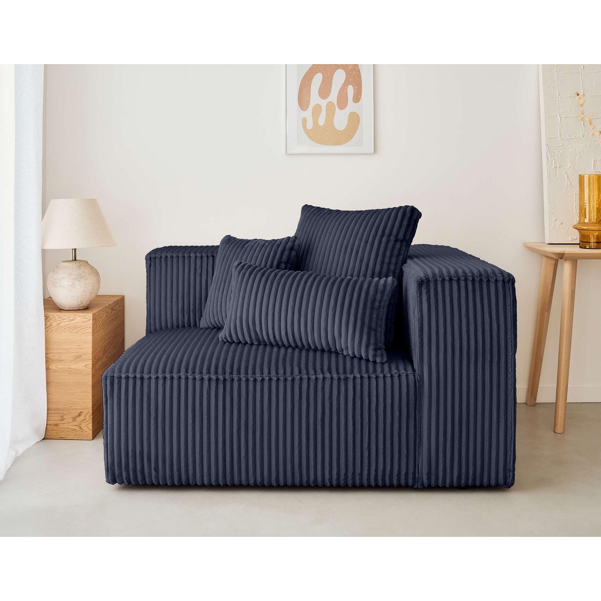 LISA DESIGN Colombine - module d'assise droit - en velours côtelé grosses côtes