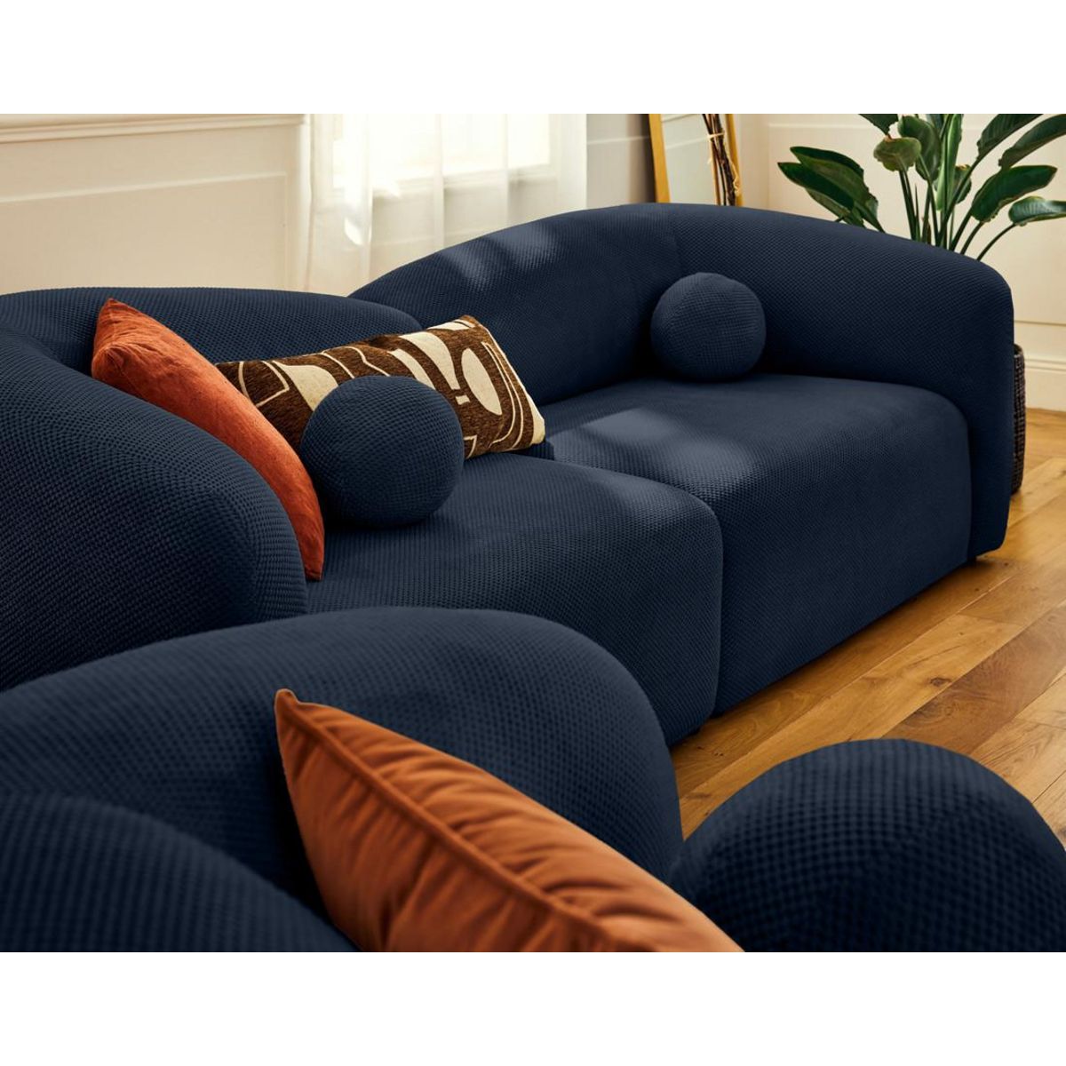 LISA DESIGN Charles - canapé droit 4 places en velours texturé