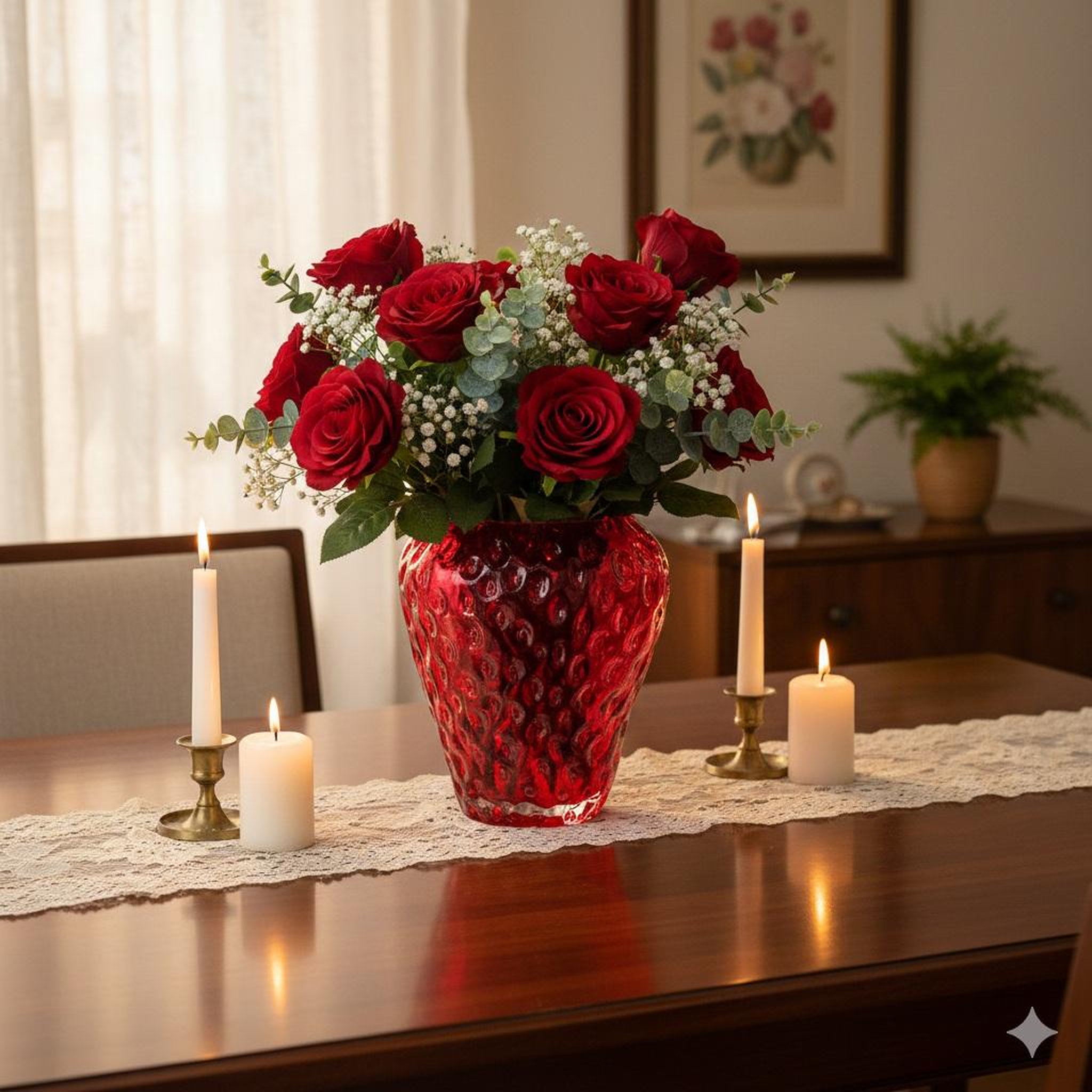 Voir la diapositive 4 : Eden Vase fraise en verre design et moderne