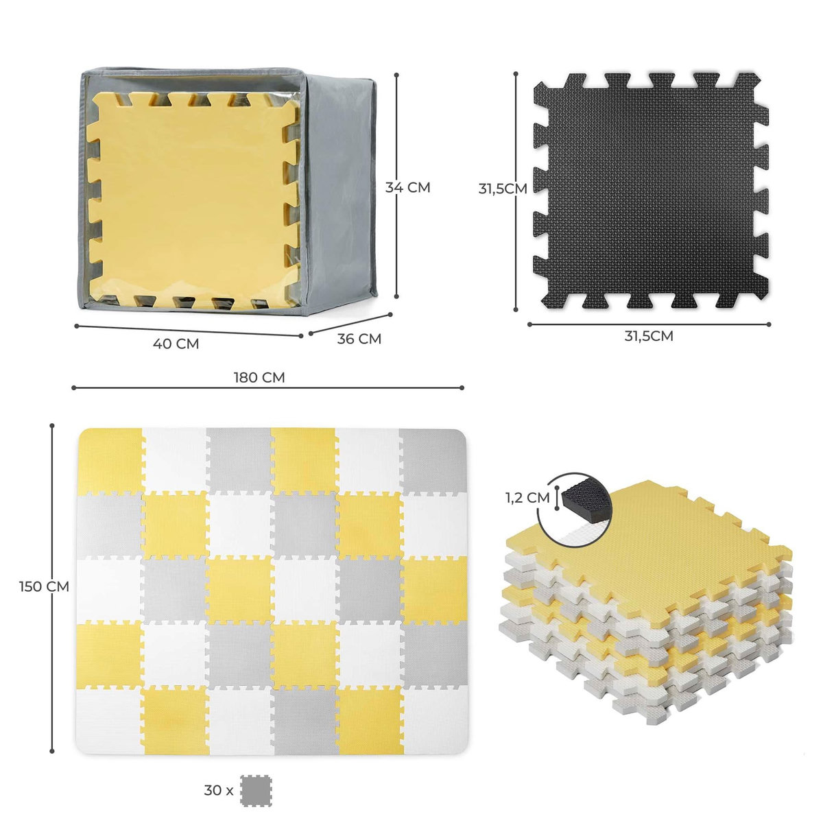 KINDERKRAFT Tapis de jeu puzzle pour enfants - mousse douce et antidérapante