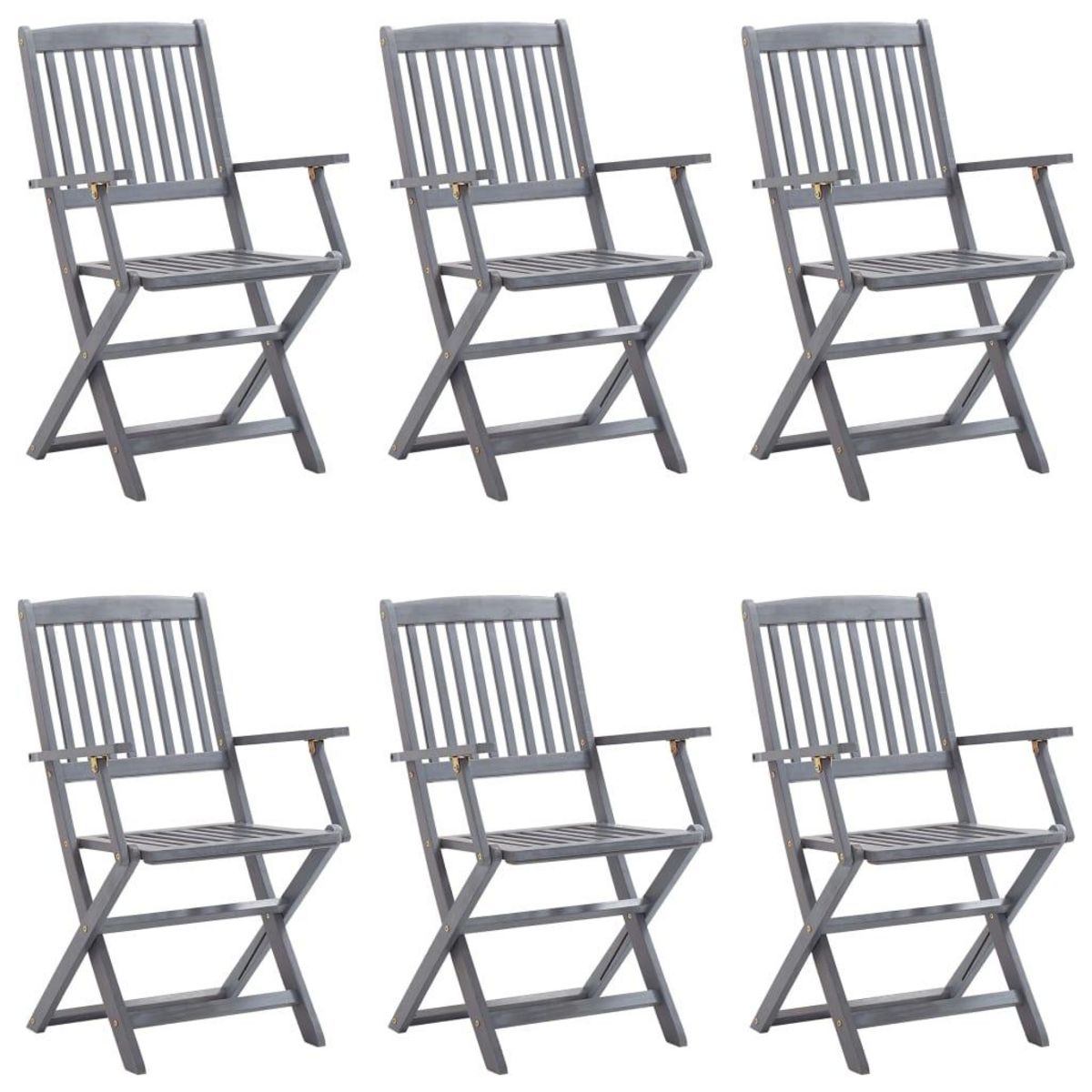 VIDAXL Chaises pliables d'exterieur lot de 6 et coussins Bois d'acacia