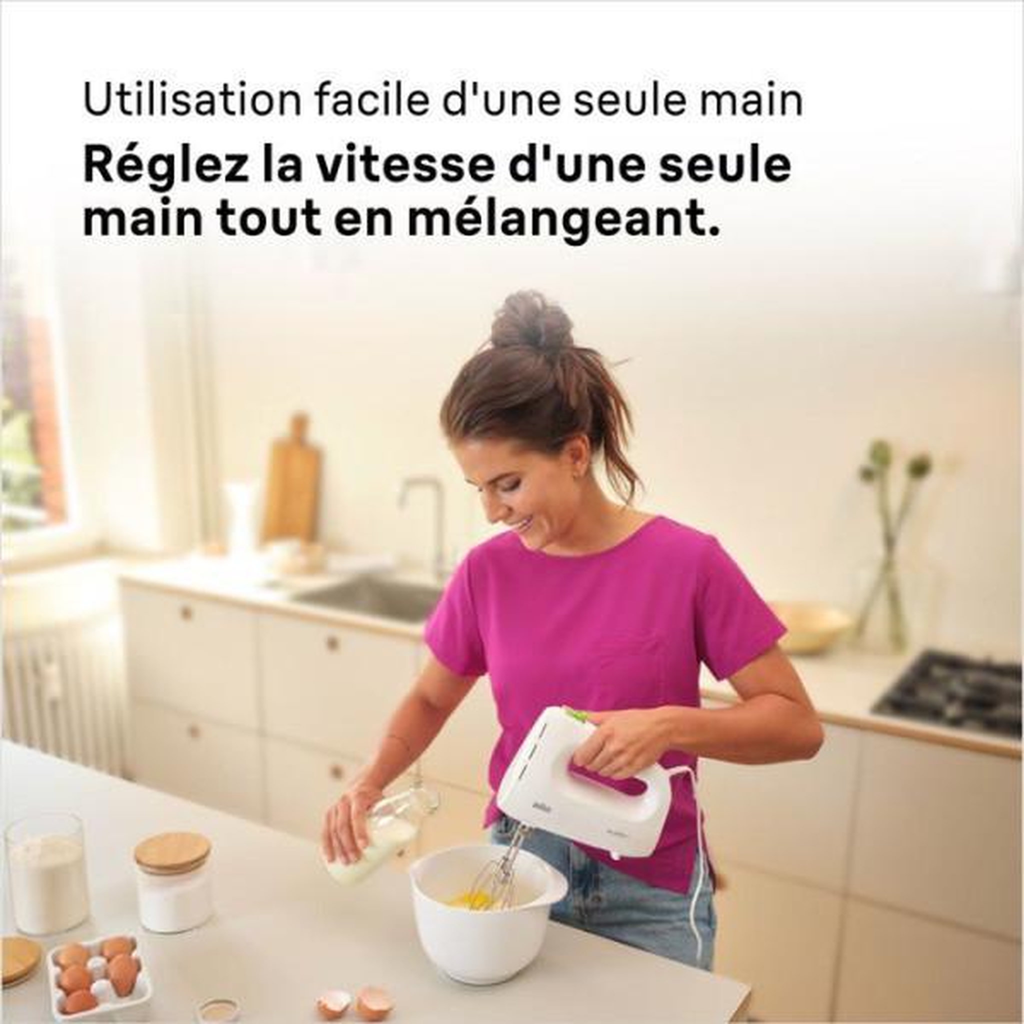Voir la diapositive 6 : BRAUN Batteur Fouet Electrique  éléctrique - BRAUN - HM1100WH MultiMix 1 - 450 W - 4 vitesses + turbo - Blanc