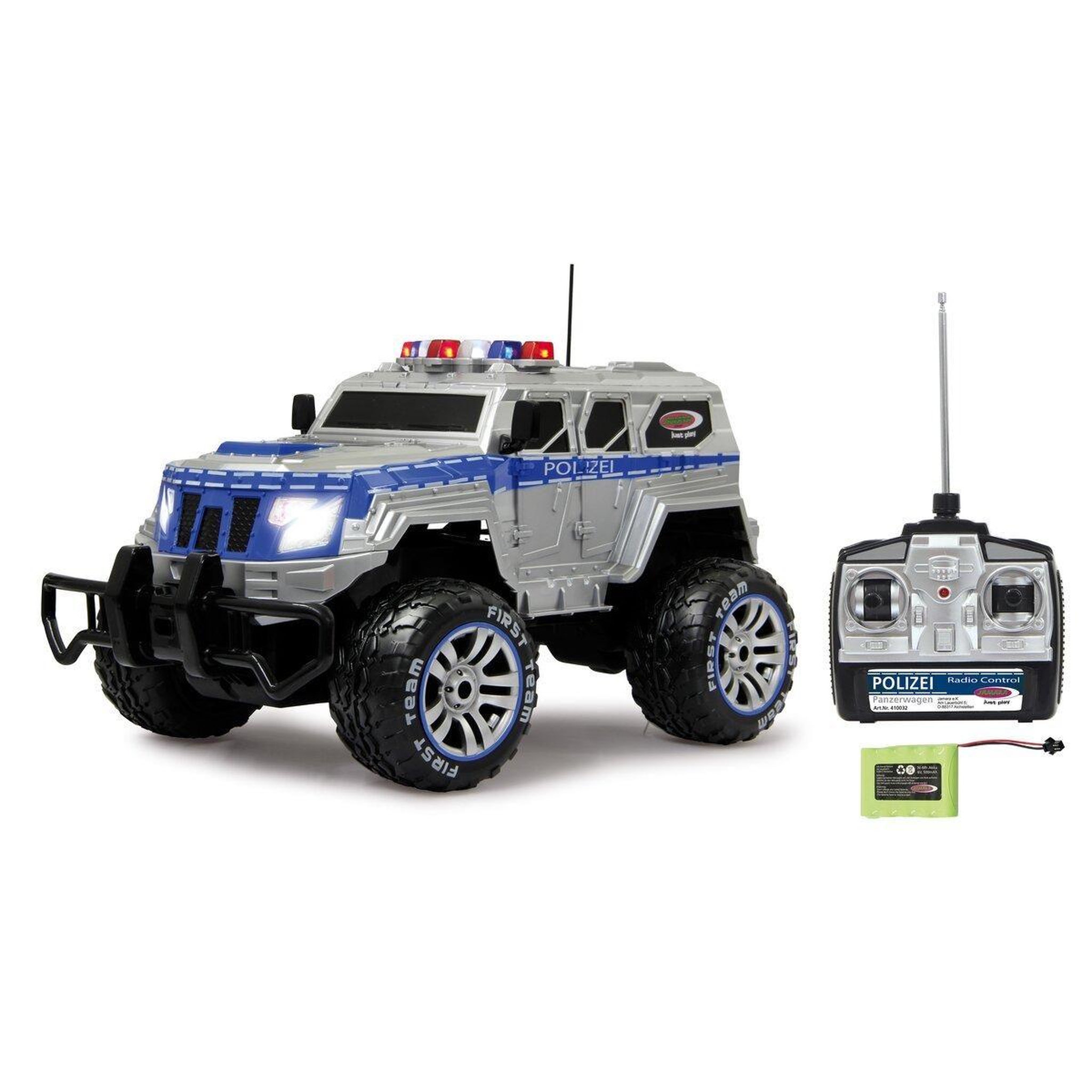 Jamara Police véhicule blindé monstertruck 1:12 27mhz led incl. Batterie  and  chargeur inkl. Akku  and  ladegerät