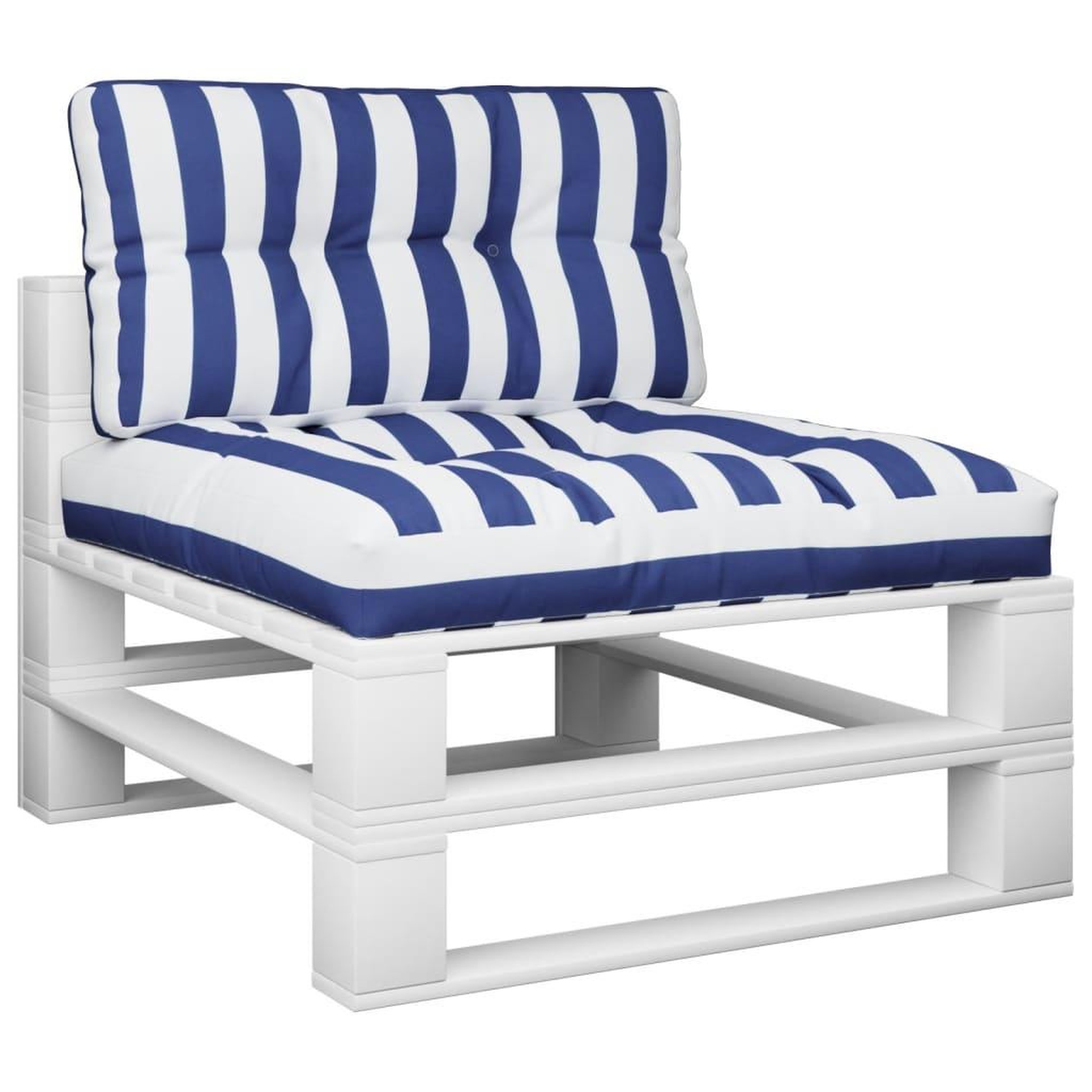 Voir la diapositive 3 : VIDAXL Coussins de palette lot de 2 rayures bleues/blanches tissu