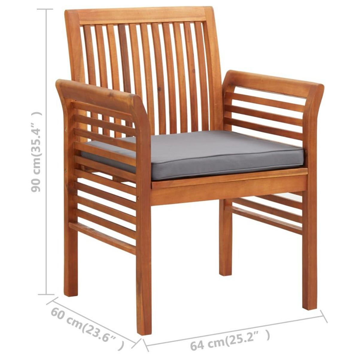 VIDAXL Chaise a dîner de jardin avec coussin Bois d'acacia massif