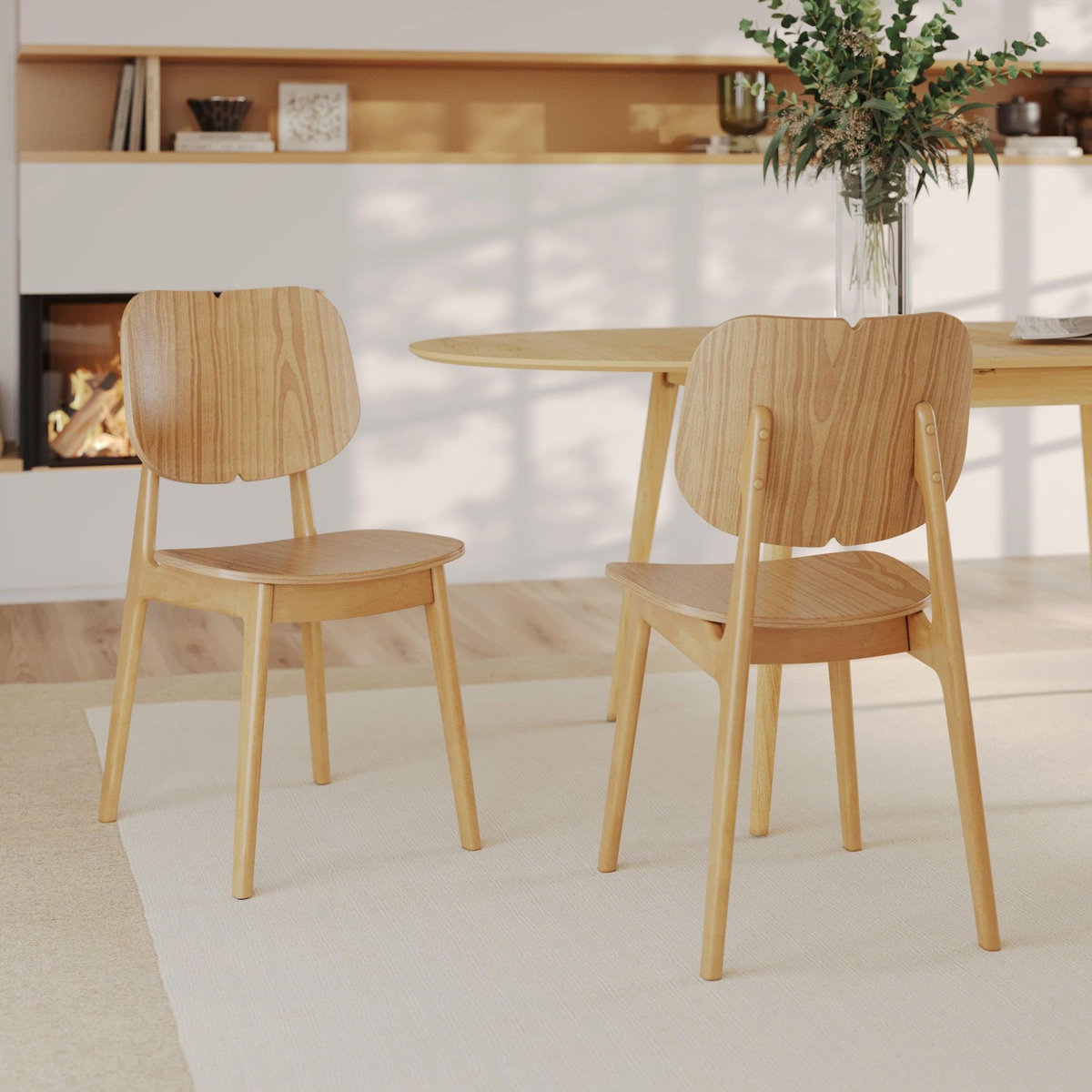 MAISON PAVANE Lot de 2 chaises en bois clair-Clyde