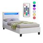 Voir la diapositive 3 : IDIMEX Lit LED simple LUCENO 90x190 cm, avec sommier, revêtement synthétique