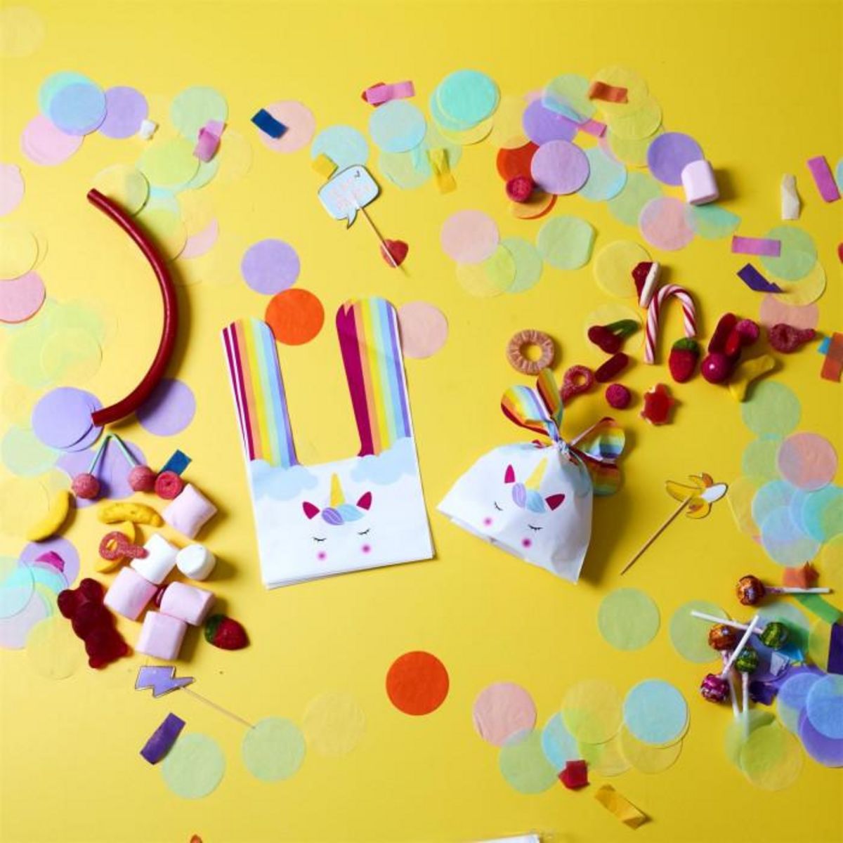 Paris Prix Lot de 10 Sacs à Bonbon  Licorne  22cm Multicolore