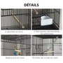 PAWHUT Double cage à oiseaux sur roulettes - étagère, plateau déjection, 4 perchoirs, 4 mangeoirs, poignée - dim. 77L x 46l x 164H cm acier noir