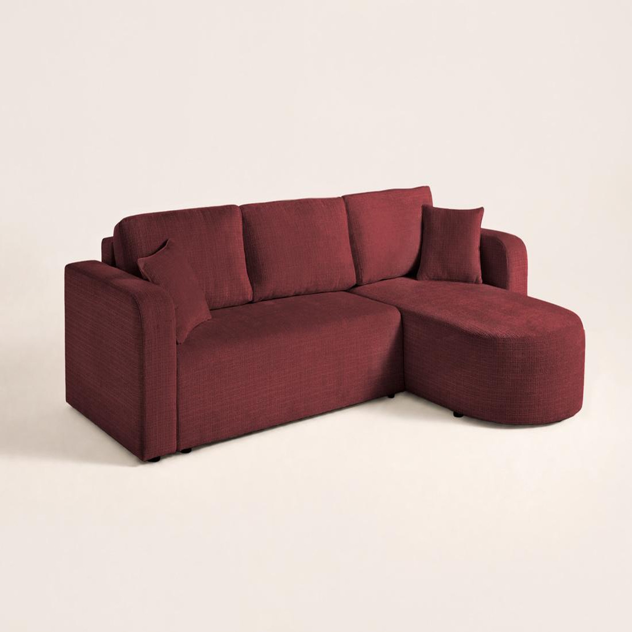 Voir la diapositive 5 : BEST MOBILIER Miro - canapé d'angle réversible - 4 places - convertible avec coffre - en velours texturé