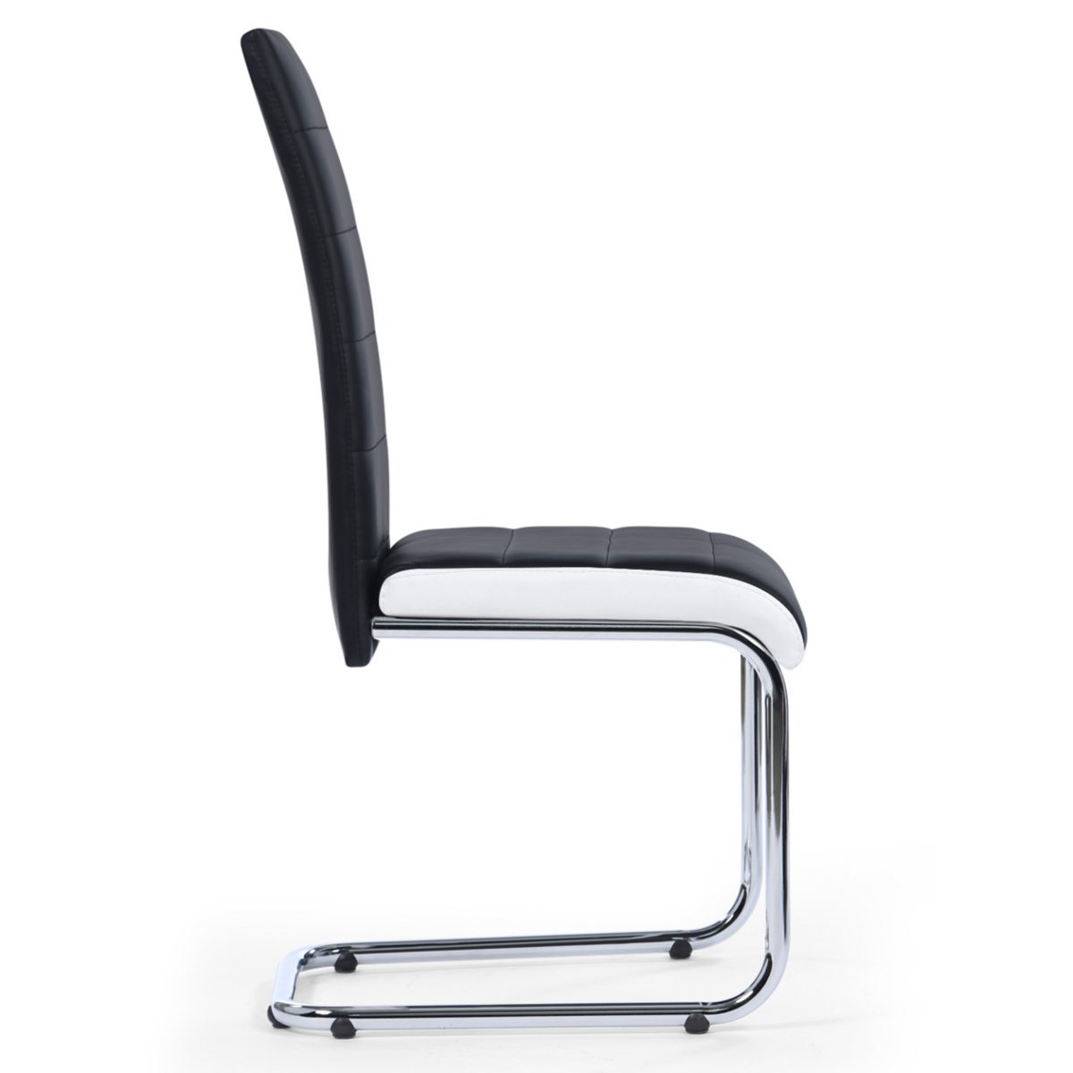 ID MARKET Lot de 6 chaises MIA noires liseré blanc pour salle à manger