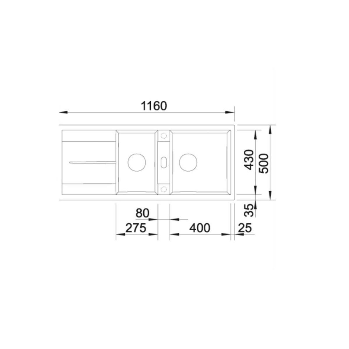 Blanco Evier à encastrer 80cm manuel anthracite avec siphon - 513267