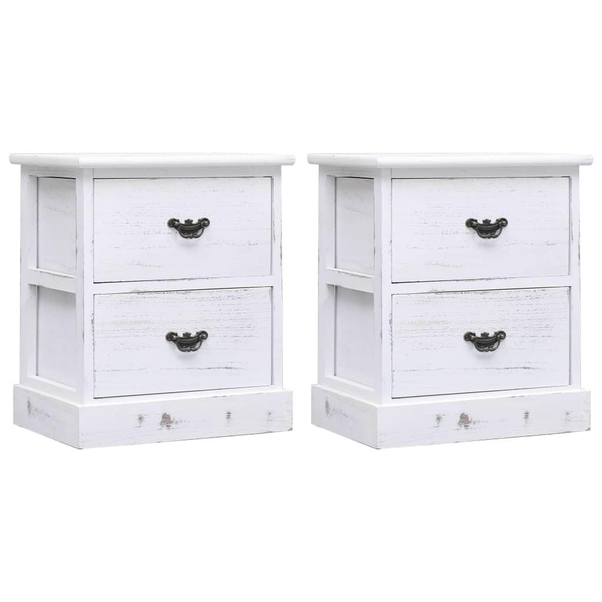 Voir la diapositive 1 : VIDAXL Tables de chevet 2 pcs Blanc 38x28x45 cm Bois de Paulownia