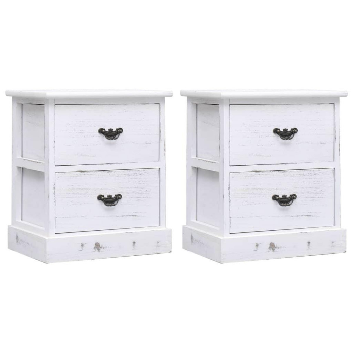 VIDAXL Tables de chevet 2 pcs Blanc 38x28x45 cm Bois de Paulownia