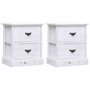 Voir la diapositive 1 : VIDAXL Tables de chevet 2 pcs Blanc 38x28x45 cm Bois de Paulownia