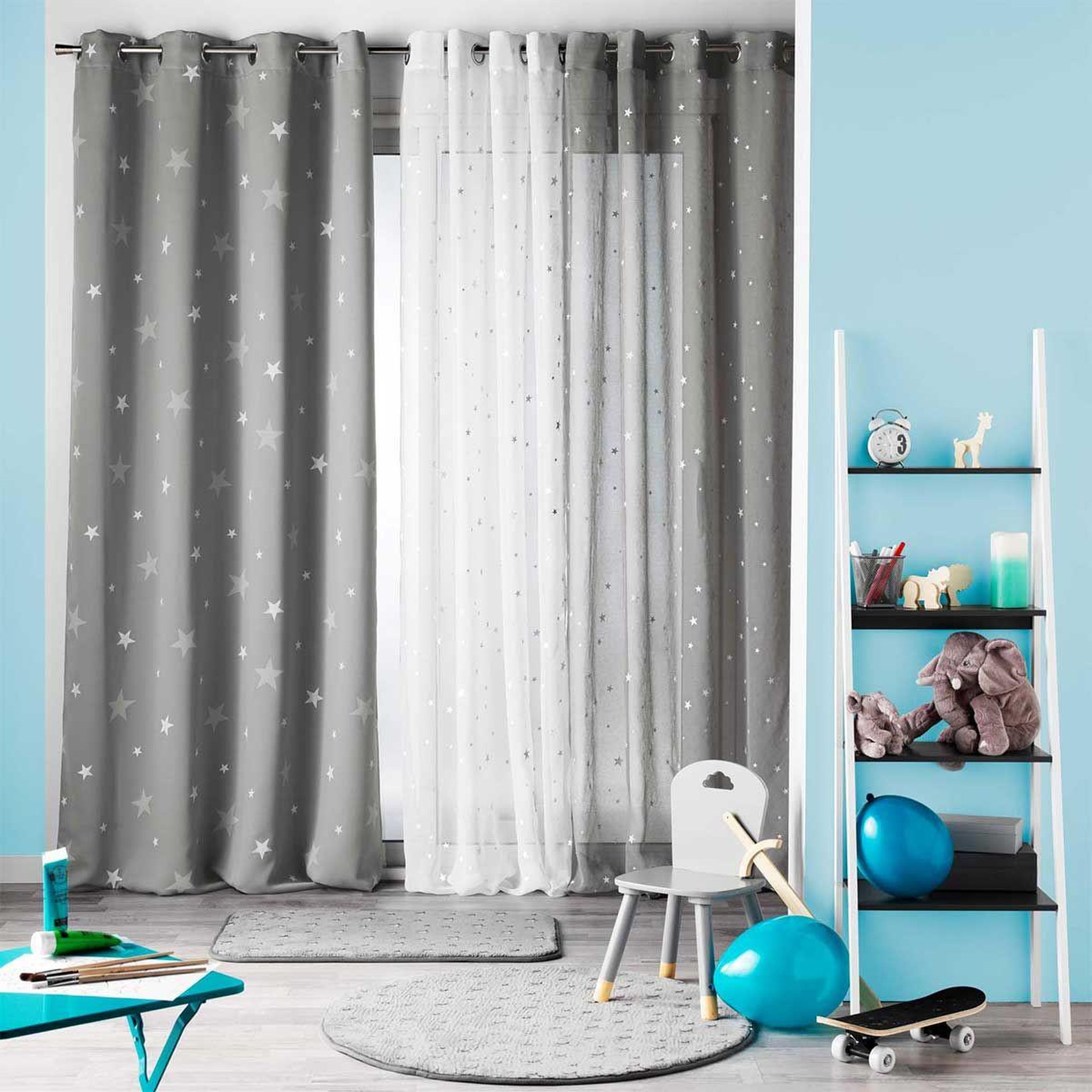 Voir la diapositive 3 : Douceur d'Intérieur Rideau Voilage  Phosphorescent Fluo  140x240cm Gris