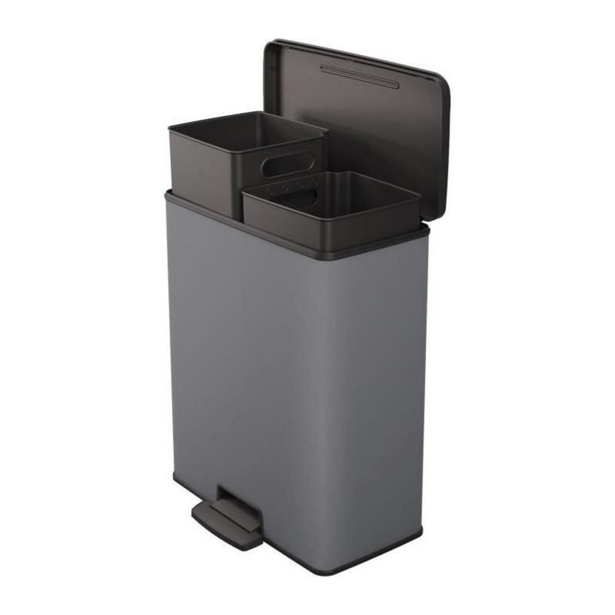 CURVER Poubelle Duo Rectangle - DECO BIN - CURVER - 52L (26+26L) - 49 x 32 x 61 cm - Anthracite