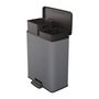 Voir la diapositive 2 : CURVER Poubelle Duo Rectangle - DECO BIN - CURVER - 52L (26+26L) - 49 x 32 x 61 cm - Anthracite