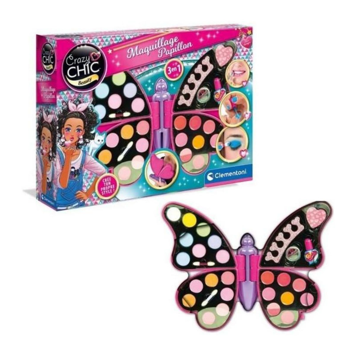 NEW BORN BABY Palette de maquillage papillon - Clementoni - Fards a paupieres, rouges a levres, vernis a ongles