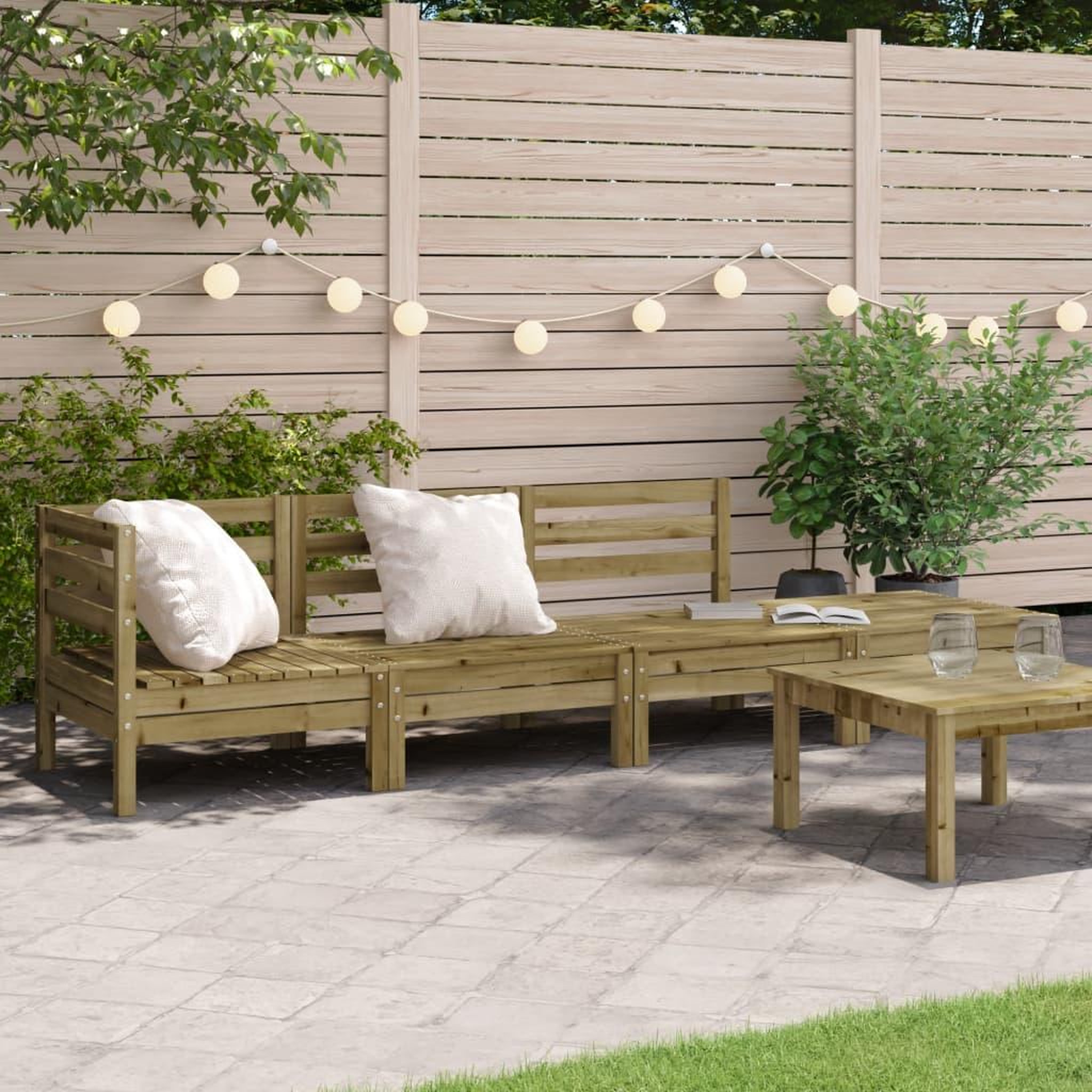 VIDAXL Canape de jardin 4 places bois de pin impregne