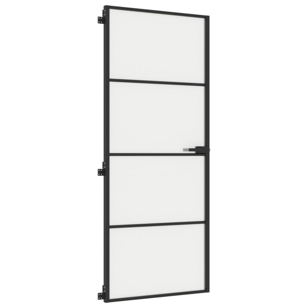 VIDAXL Porte interieure mince noir 83x201,5 cm verre trempe aluminium
