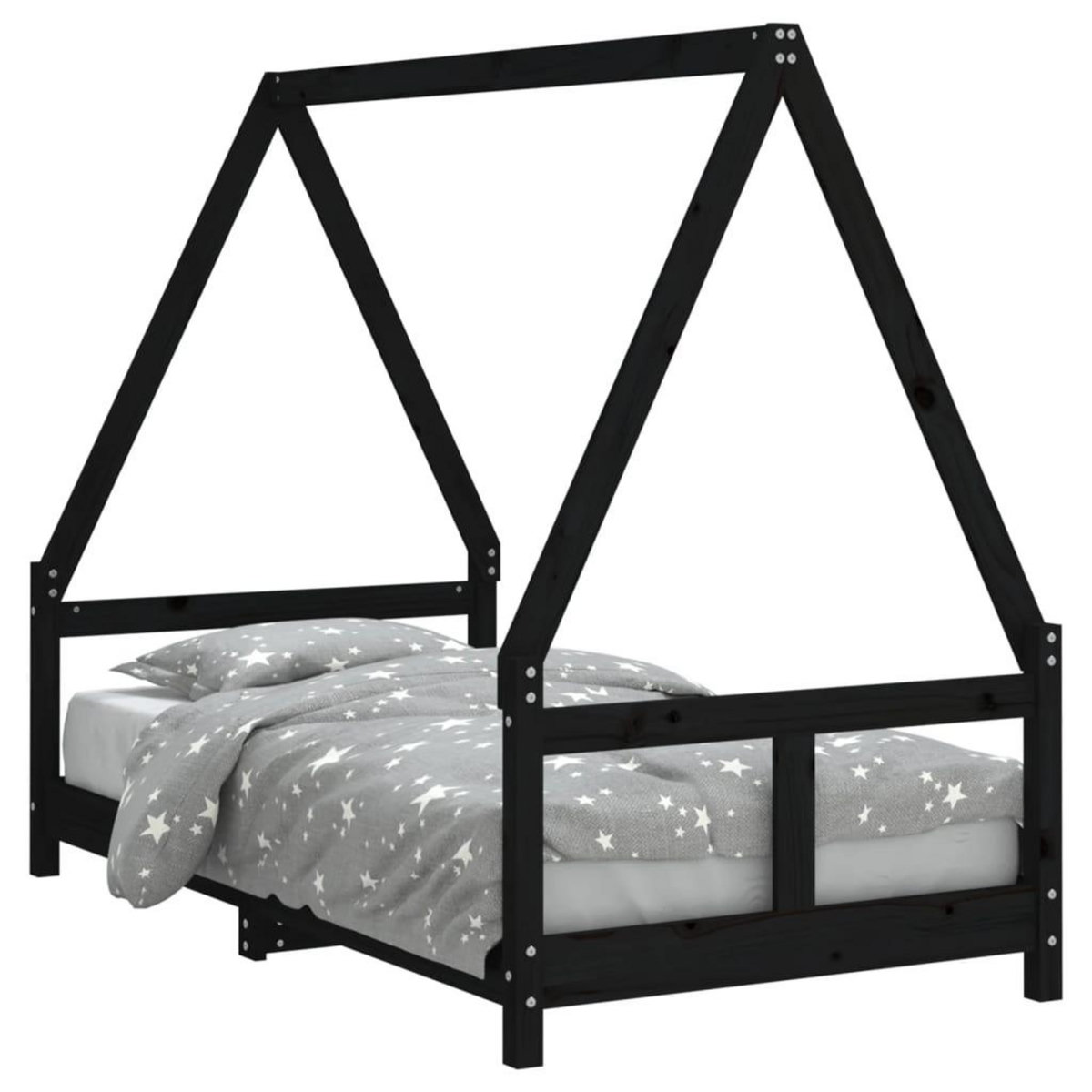 VIDAXL Cadre de lit pour enfant noir 80x160 cm bois de pin massif