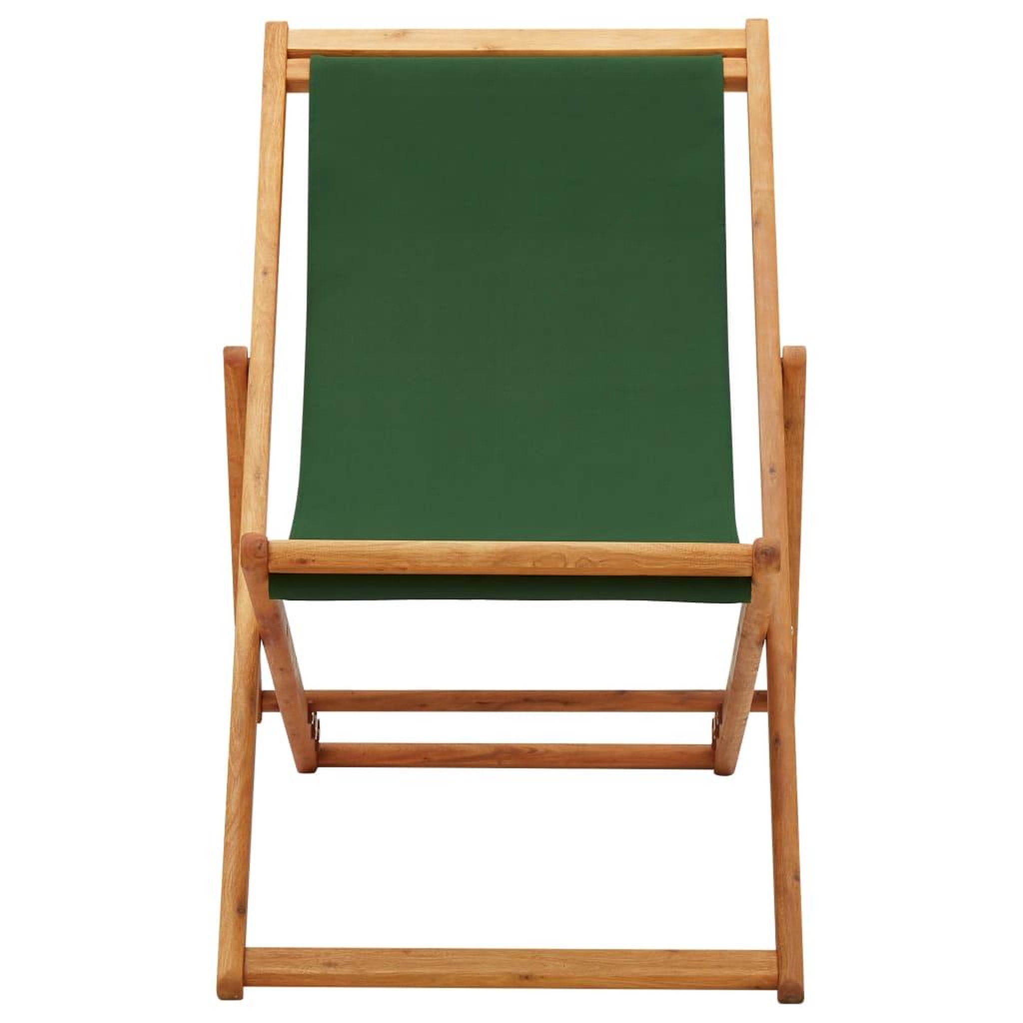Voir la diapositive 2 : VIDAXL Chaise pliable de plage bois d'eucalyptus et tissu vert