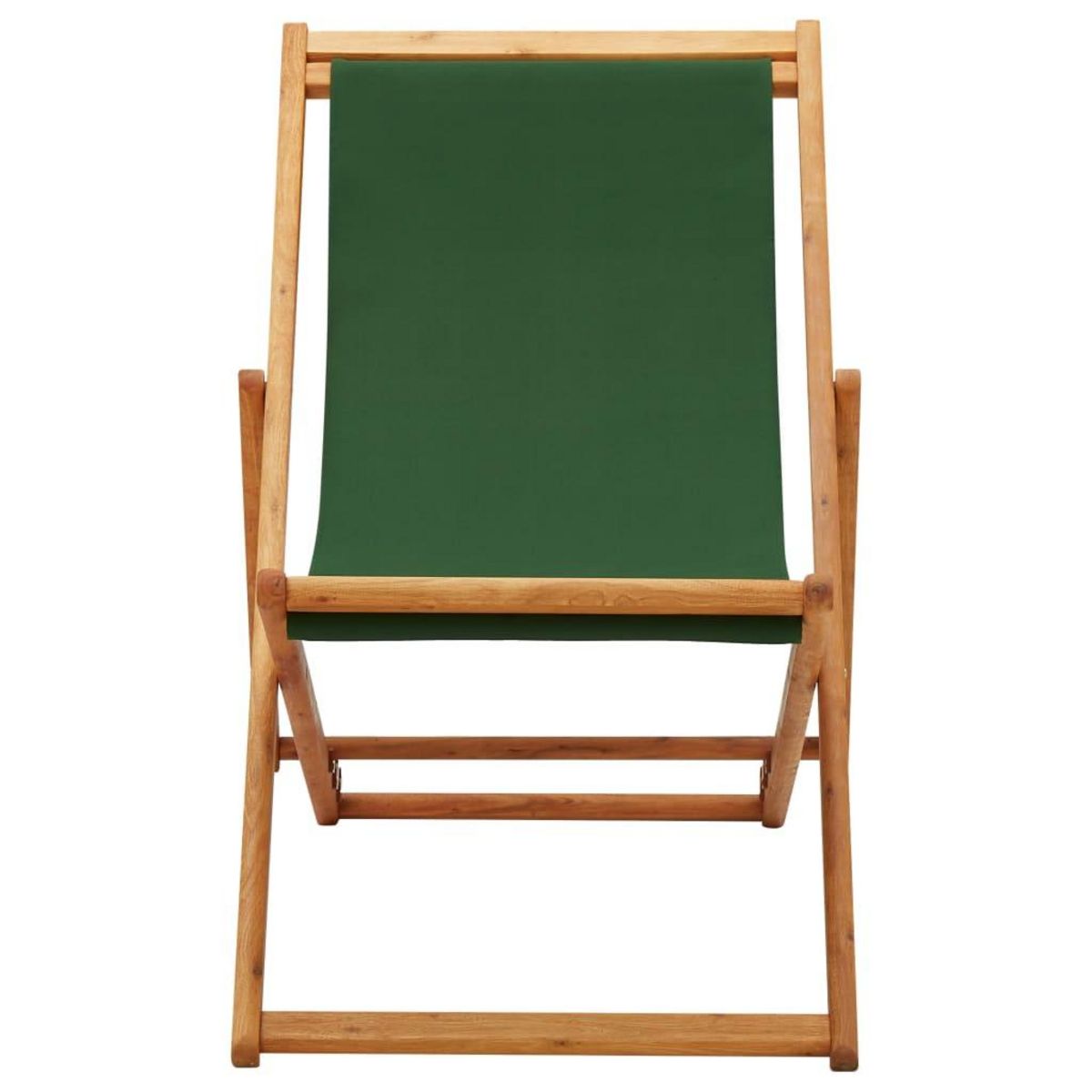 VIDAXL Chaise pliable de plage bois d'eucalyptus et tissu vert