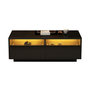 Voir la diapositive 1 : MERAX Table basse rectangulaire noir avec 2 tiroirs - 50x94 cm led panneau de particules