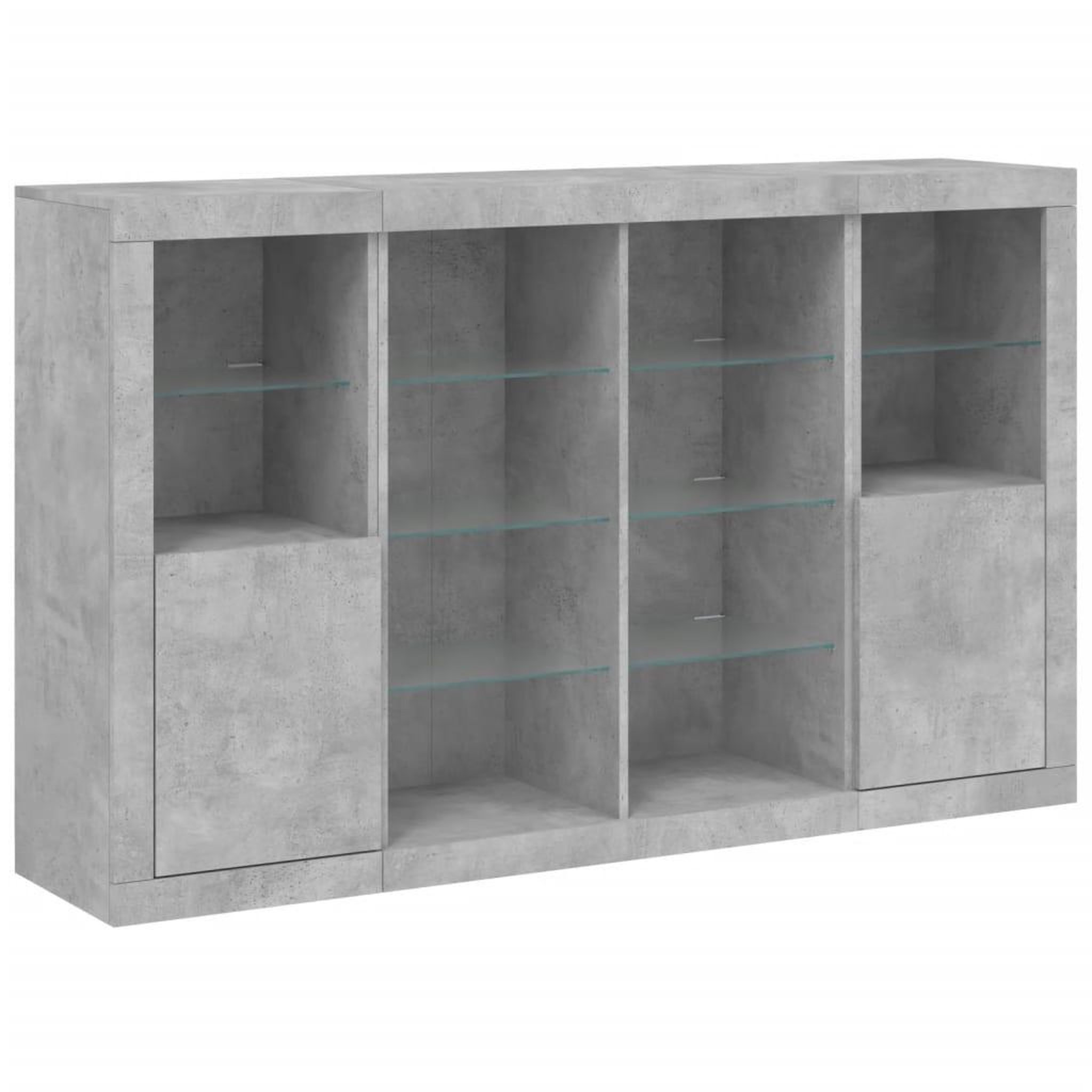 Voir la diapositive 5 : VIDAXL Buffets avec lumieres LED 3 pcs gris beton bois d'ingenierie