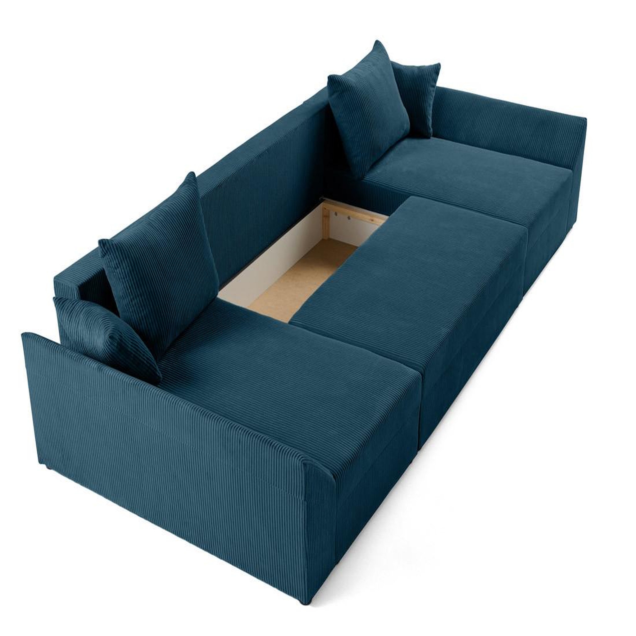 Voir la diapositive 2 : BEST MOBILIER Mike - canapé panoramique en u - 7 places - convertible avec coffre - en velours côtelé