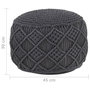 Voir la diapositive 5 : VIDAXL Pouf fait a la main en macrame Anthracite 45x30 cm Coton